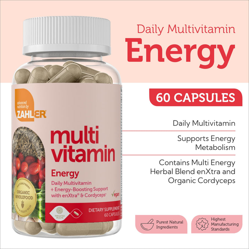 Zahler - Daily Multivitamin for Women & Men with Energy Vitamins, Minerals & Iron (60 Count) Kosher Men & Womens Multivitamins for Healthy Energy - Multi Vitamins for Adults - Made in USA Supplements