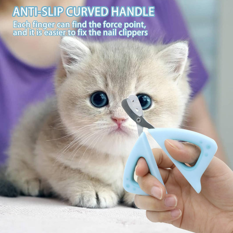 Cat Claw Scissors, Cat Nail Scissors, Cat Claw Cutter, Stainless Steel Double Round Hole 2 & 4 mm Professional Cat Claw Cutter, Cat Nail Scissors, Cat Nail Clipper for Small Animals Puppy Cat (Blue) - BeesActive Australia