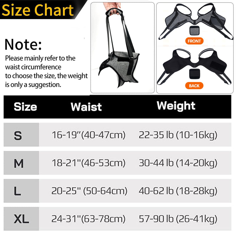 Dog Sling for Large Dogs Hind Leg Support Dog Lift Harness Adjustable Durable Rear Lift Support Harness for Weak Back Legs, Elderly, Injured, Senior, Arthritic, ACL Recovery Pet XL Grey