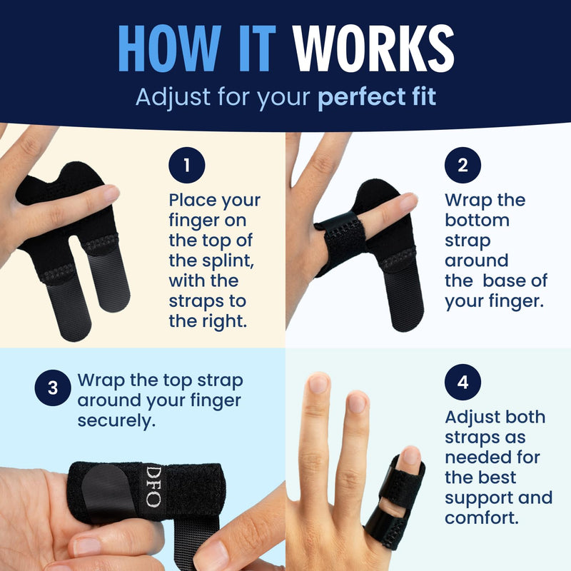 Dr. Frederick's Trigger Finger Splint - 2 ct - HSA/FSA - Pinky & Thumb - Padded Brace for Arthritis, Mallet Finger, Tendonitis, Trigger Thumb - Adjustable, Doctor-Developed - Small Black - BeesActive Australia