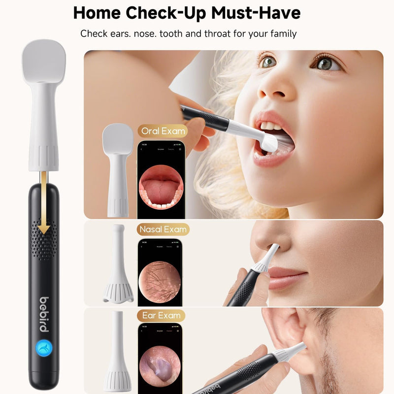 BEBIRD R1 Ultra Ear Wax Removal, Ear Cleaner with Camera Ear Scope, Wax Remove Ear Pick with Ear Otoscope Tweezers, Visual Dropper Cleaning Kit, Ear/Nose/Throat Examination Tool for Family Black - BeesActive Australia