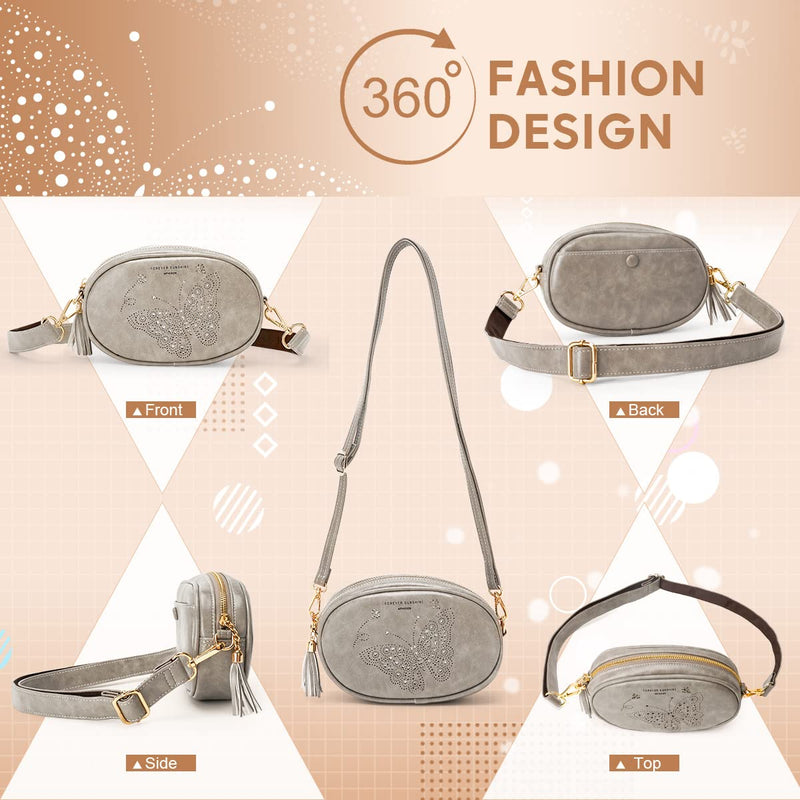 APHISON Fanny Pack for Women White Crossbody Everywhere Belt Bag Traveling Bag with 2 Adjustable Straps, Bum sling bag Fashion Waist Pack Outdoors,Workout,Casual,Running,Hiking,Cycling - GRAY 1-GRAY