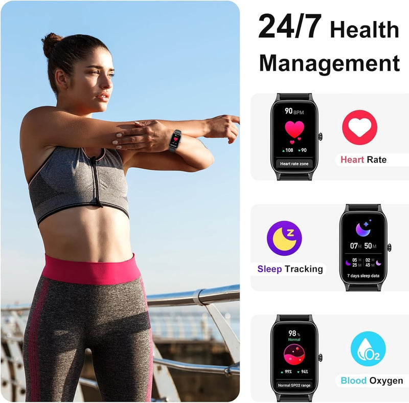 Smart Watch for Men Women(Answer/Make Call), 2026 Fitness Activity Tracker 1.57” Smartwatch with Heart Rate/Sleep Monitor/Pedometer/Calories/110+ Sports, IP68 Waterproof Fitness Watch for Android iOS Black - BeesActive Australia