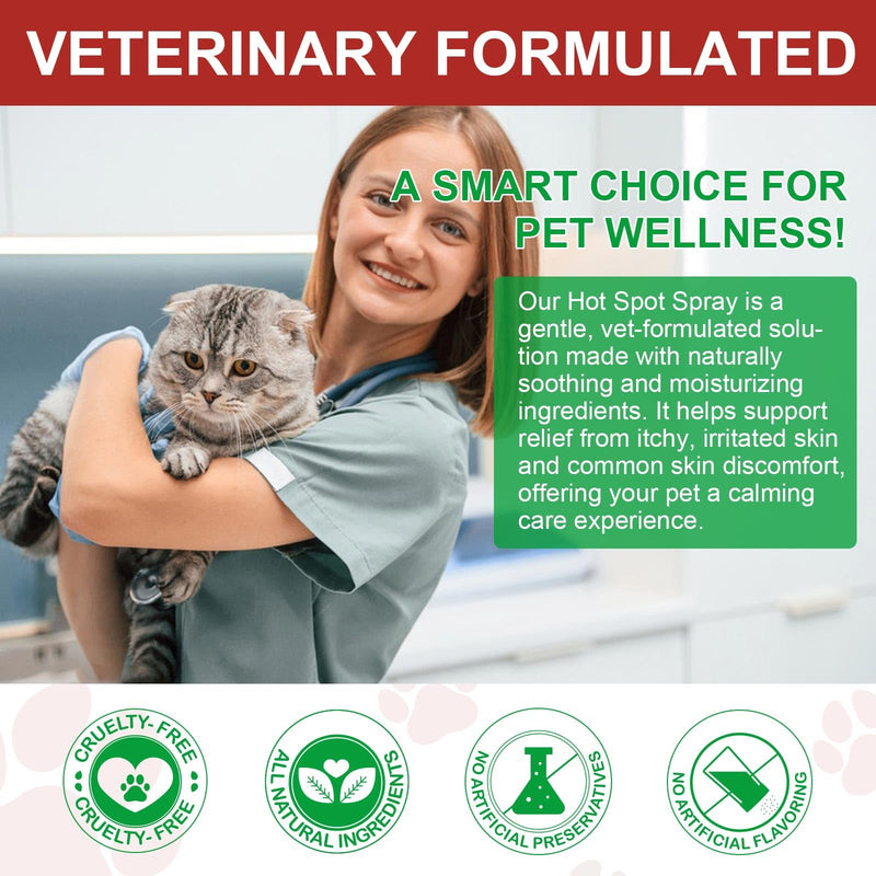 Vet-Recommended Cat Hot Spot Spray 100ml | Quantum Silver & Herbal Formula | Anti-Itch Skin Recovery Spray | Lavender Calming | Alcohol-Free Wound Care for Kittens & Cats
