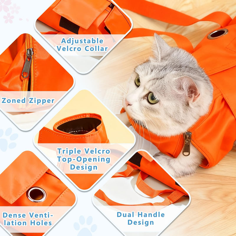 Waterproof Cat Grooming Restraint Bag - Anti-Scratching for Claw Care & Nail Trimming, Ideal for Cat Medical Examination (Pink, L) pink - BeesActive Australia