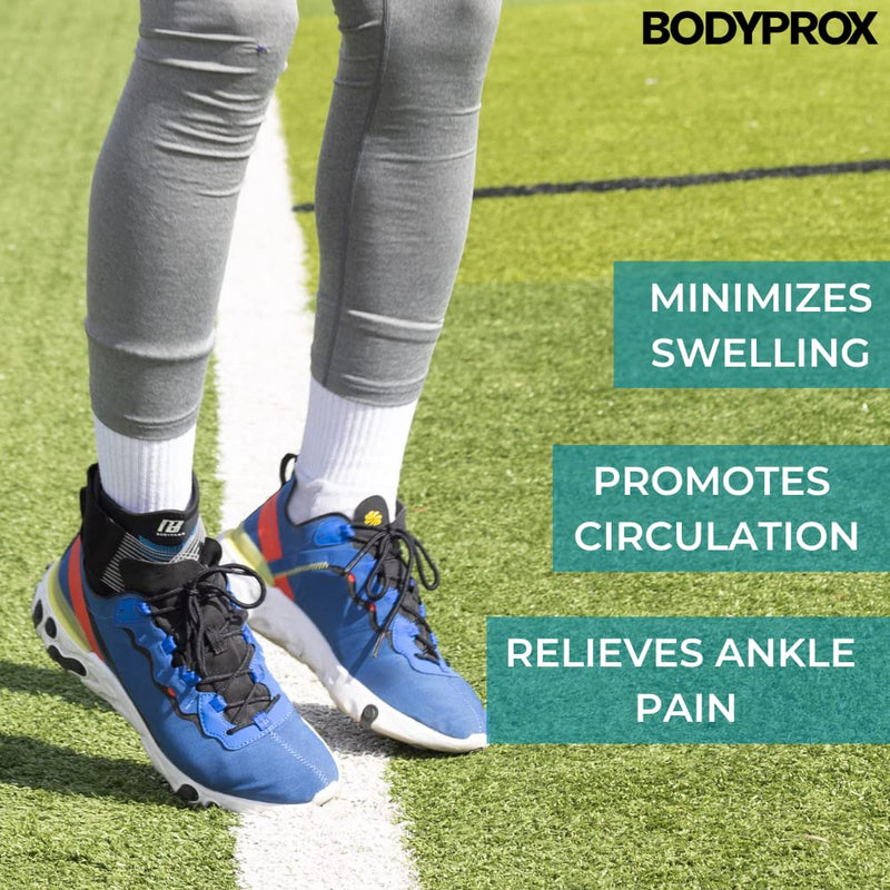 Bodyprox Ankle Brace for Women and Man, Ankle Compression Sleeve, Ankle Support with Adjustable Compression Strap for Sprained Ankle, Injury Recovery and More! (Small) Small (1 Count)