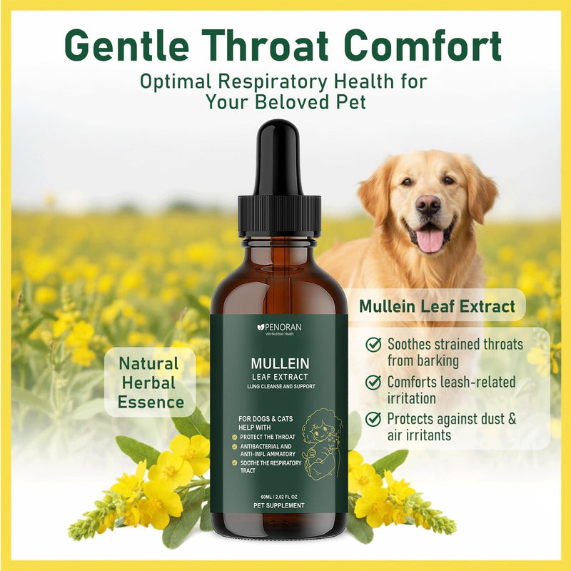 Cough Relief Mullein Drops for Dogs & Cats, Kennel/Dry/Wet Cough, Hoarseness, Seasonal coughing, Easy Breathing, Lung Cleanse, Better Lungs, Soothes Throat - Natural & Efficient ﻿ ﻿ ﻿