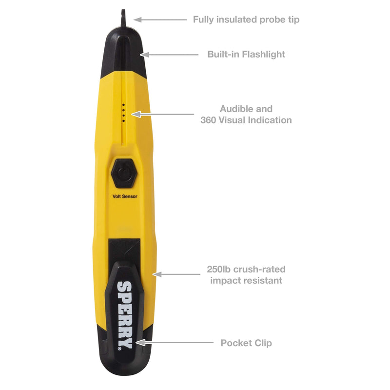 Sperry Instruments ESK2 2-Piece Non-Contact Voltage Detector and GFCI Outlet Circuit Analyzer Tester Kit, Yellow