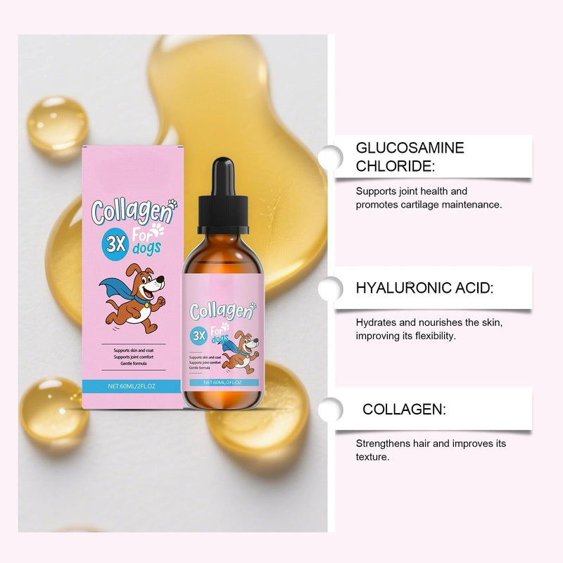 Collagen for Dogs, Liquid Dog Collagen Drops, Fast Absorption Supplement for Joint, Skin, Coat & Digestion Support, 60ml