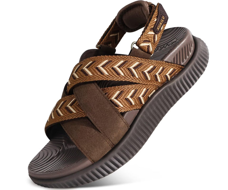 KuaiLu Womens Orthopedic Walking Sandals with Memory Foam Arch Support 8.5 Brown