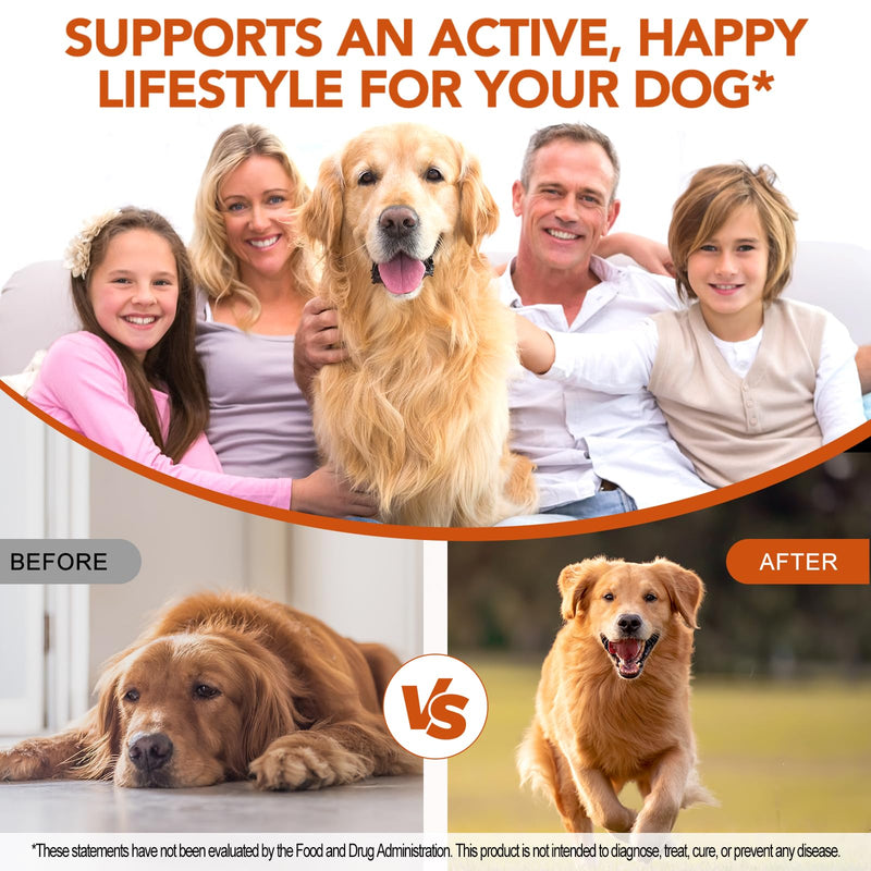 Joint Supplements For Dogs, Dog Joint Care Chews - 120 Pcs Tablets to Reduce Stiffness & Improve Mobility, with Glucosamine & Chondroitin, MSM, Lipid Mussels Joint Care Chews - Duck Flavoured