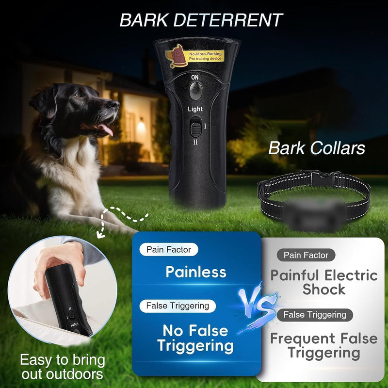 Dog Bark Deterrent Devices, Ultrasonic Anti Barking Device for Dogs, Barks No More Dog Training Device, Stop Dog Bark Control Deterrent Device Indoor Outdoor, Safe for Human & Dogs, Contains Battery Black