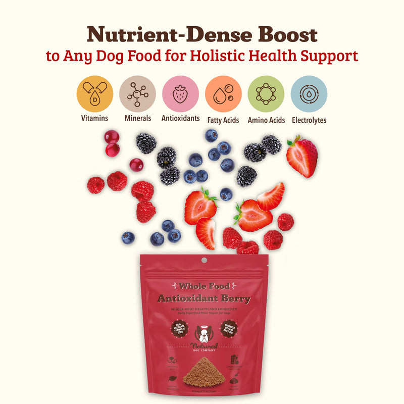Natural Dog Company Berry Superfood Topper & Hip + Joint Oil Bundle – Antioxidant Meal Topper & Liquid Glucosamine for Dogs – Mobility, Joint & Immune Support – 8 oz + 16 oz