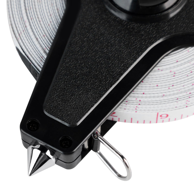Champion Sports Open Reel Measuring Tapes – Durable Hand Crank with Metal Spike, Dual-Sided Feet & Meters, Perfect for Track & Field and Long Jump, 200 Feet/60 Meters 60 m