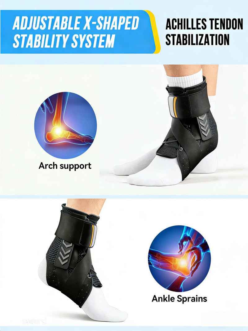 Ankle Brace for Sprained Ankle, Quick Lace-Up Ankle Support with Side Stabilizers & Auto-Shaped Pads, Slim Fit Stabilizer for Women Men, Fits in Shoes for Sports, Work & Injury Recovery (M) M(Ankle Size: 9.3"-9.8") - BeesActive Australia