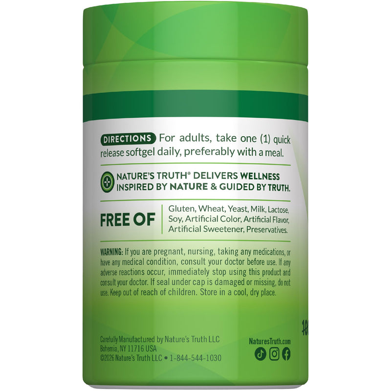 Nature's Truth Vitamin D3 1000 IU Softgels | High Potency Formula | 25 mcg | Non-GMO & Gluten Free Supplement 130 Count (Pack of 1)