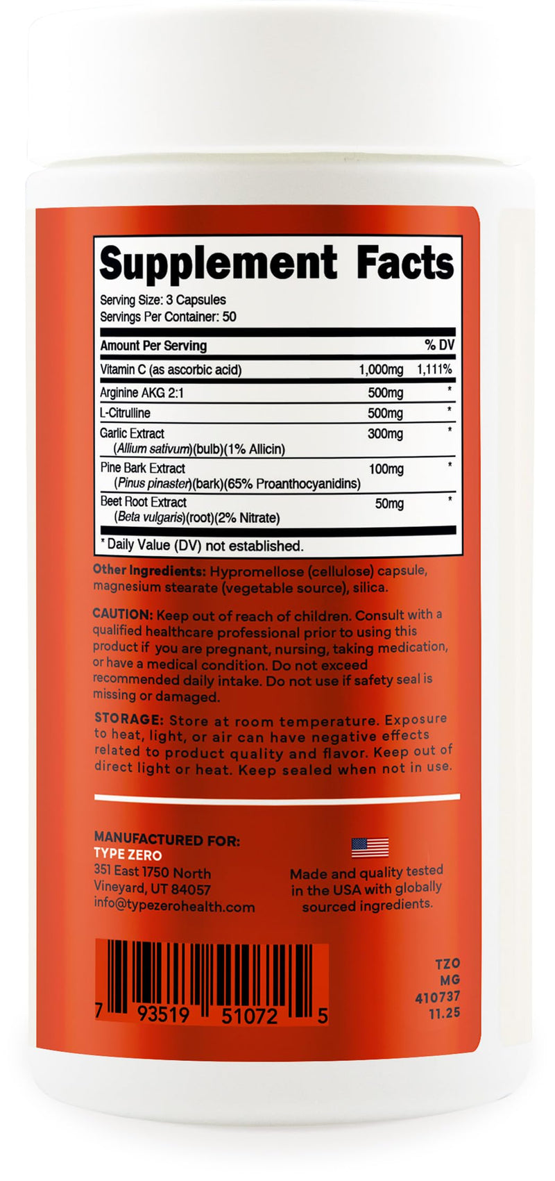 Type Zero Nitric Oxide 6X Booster, 150 Veggie Capsules - Natural Supplement - Beetroot, Arginine AKG, Citrulline, Pine Bark, Garlic & VIT C | Nitrous Oxide (Pack of 2) 150 Count (Pack of 2)