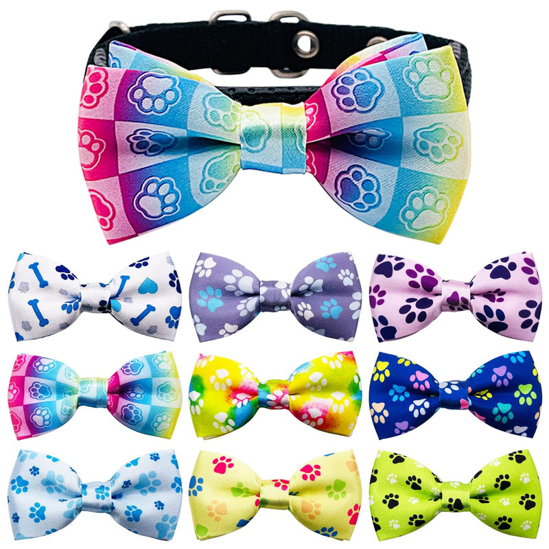 PET SHOW 50pcs Paw Bone Printed Small Dogs Bowties Collar Attachment Bows Embellishment Medium Dog Puppies Cats Collar Charms Accessories Bulk Slides Bow Ties for Birthday Wedding Parties, M/L 50pcs/bowties - BeesActive Australia