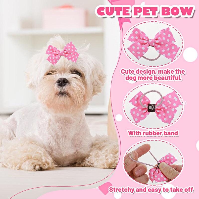 20 Pcs Dog Hair Bow Pink Dog Bows Small Size Dog,Cute Bowknot with Rubber Bands,Puppy Bows, Bowknot Top Knot Dog Hair Accessories(5 Styles) - BeesActive Australia