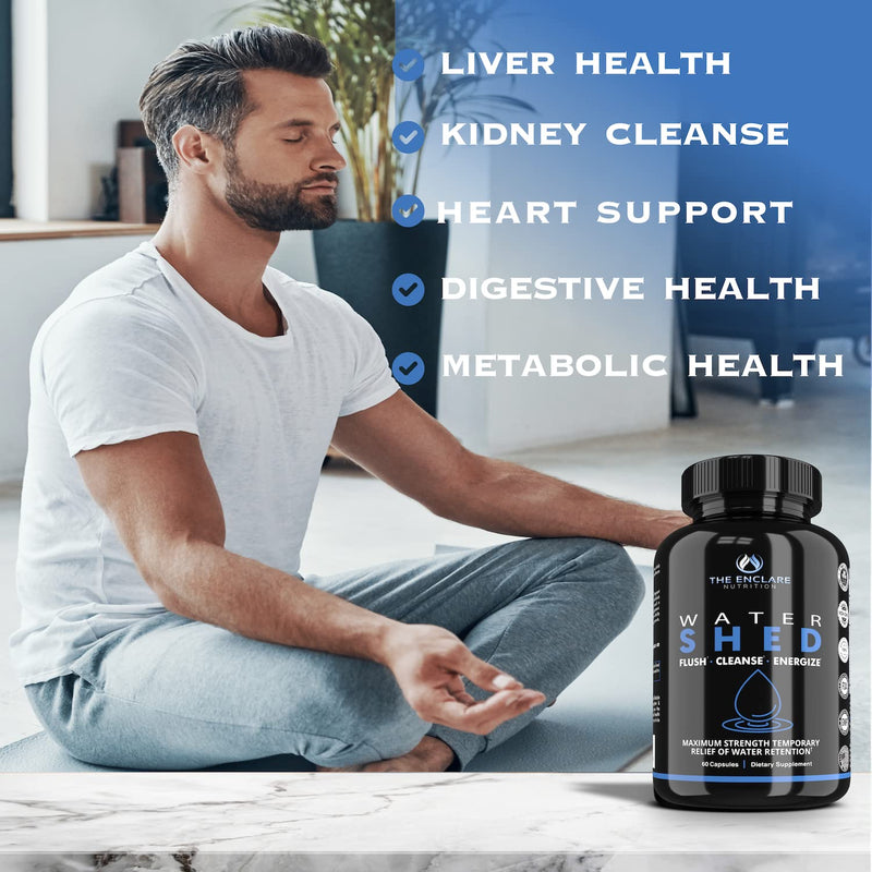 Water Pills Diuretic Water Retention - Liver Detox, Kidney Cleanse, Weight, Swelling Legs & Feet, Edema, Bloating Relief, Fluid Balance - Dandelion Vitamin B6 Green Tea Watershed Max Strength 60ct (1) 1