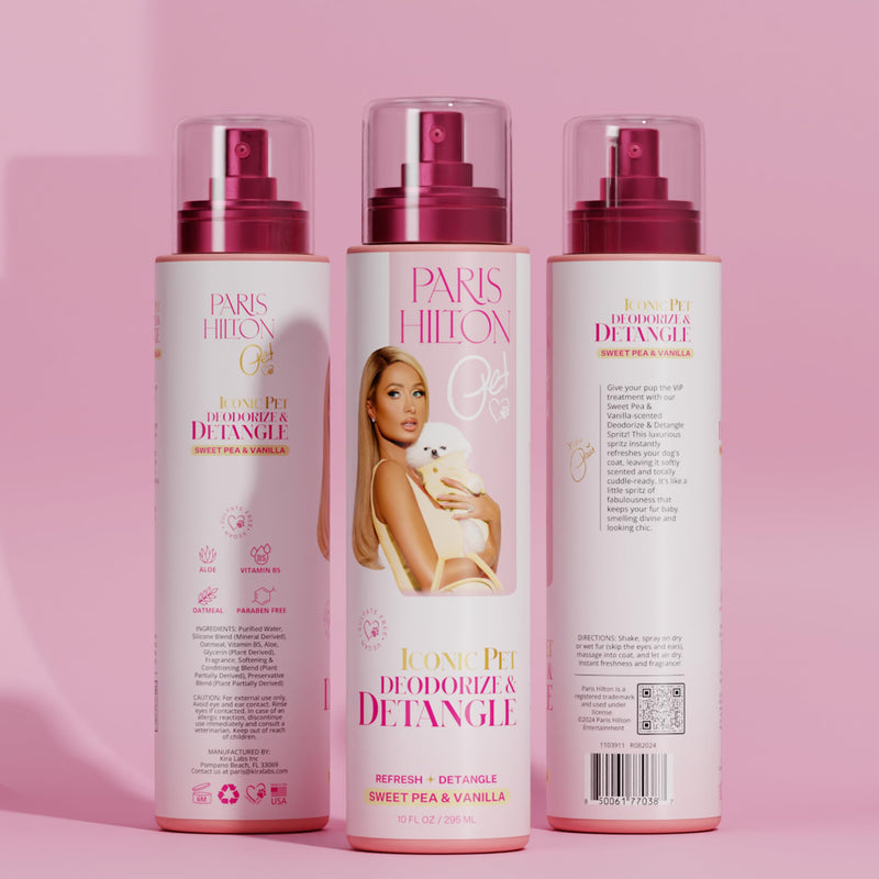 Paris Hilton Dog Deodorizer & Detangler | Odor Neutralizing with Light Sweet Pea & Vanilla Scent for Fresh Grooming & Detangling - Sulfate-Free, Vegan, Hypoallergenic for All Pet Breeds 10oz/295ml - BeesActive Australia