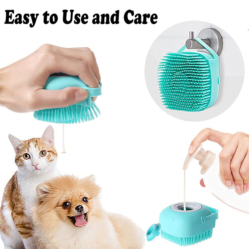 Dog Bath Brush Silicone Rubber Dog Grooming Brush Silicone Puppy Cat Grooming Cleaning for Short Long Haired Dogs and Cats Washing (Blue) Blue - BeesActive Australia