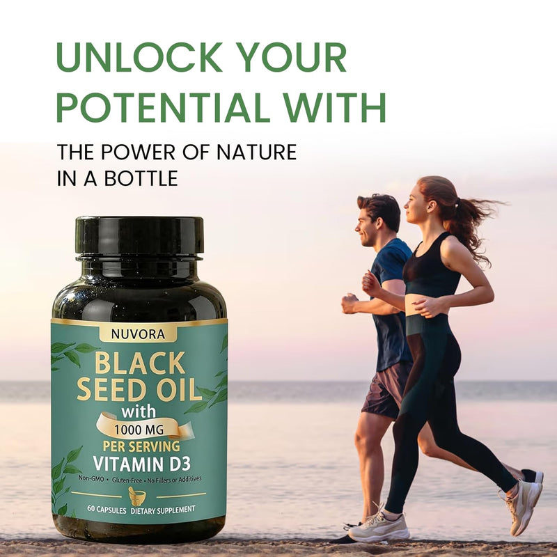 Sabel Black Seed Oil - Within, 5% Thymoquinone | , Vitamin D3 1000 MG, Turmeric and Black Pepper Extract Supporting Health by Restoring Balance From 60 Capsules