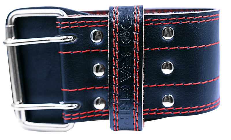 Weight Power Lifting Belt 4” Wide Cobra Grips Premium Genuine Leather Belt for Men & Women Adjustable Weightlifting Back Support RED Small 27"-35"