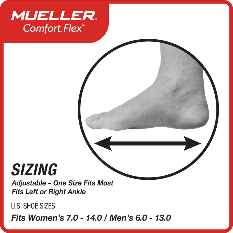 MUELLER Sports Medicine Comfort Flex Ankle Stabilizer, Ankle Pain Relief Support for Men and Women, Ideal for Sprains, Strains, Arthritis, Black, One Size