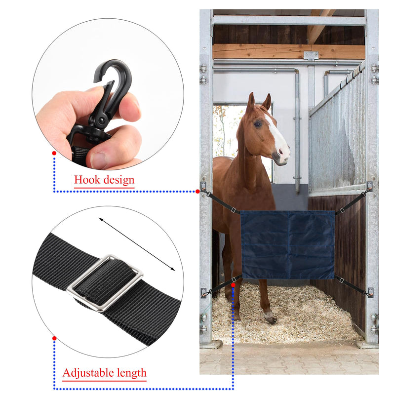 Horse Stall Guard with Swivel Snap Hook,Horse Stall Aisle Guard Fence with Ajustable Straps Strong Metal Push Gate Clip Equestrian Products Blue - BeesActive Australia