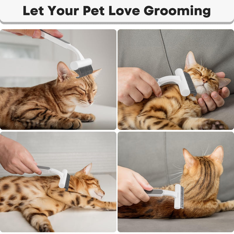 Cat Brush for Long Haired Cats, Cat Brushes for Indoor Cats Grooming and Shedding, Cat Deshedding Brush Dematting Comb for Kitten Remove Loose Hair and Matted Fur, Pet Grooming Undercoat Rake (Grey) Grey - BeesActive Australia