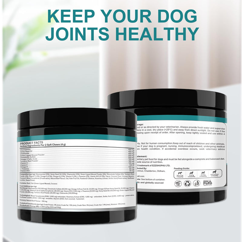 Joint Supplment for Dogs | Dog Joint Supplements for senior dogs to Reduce Stiffness, Improve Mobility with Hemp Seed Oil, Turmeric, Glucosamine, Chondroitin, Green Lipped Mussel For Dogs Beef