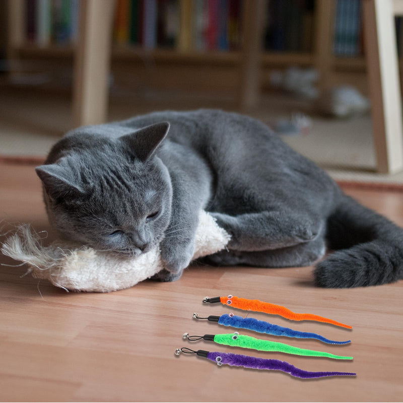 Vin Beauty 12 Pcs Cat Worm Toy Refills Cat Toys Wand Replacement Cat Wand Refills Worm Teaser with Bells Cat Wand Attachments Worm Toy Cat Accessories for Bored Indoor Cats Kitten - BeesActive Australia