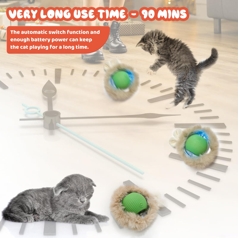 Interactive Cat Toy Ball,Self Rolling Cat Ball in Pouch Fixed with Steel Rim,Rechargable Automatic Motion Activated Moving Toy with 3 Working Modes,Hide and Seek Mouse Catching Game,28 Inch Yellow - BeesActive Australia