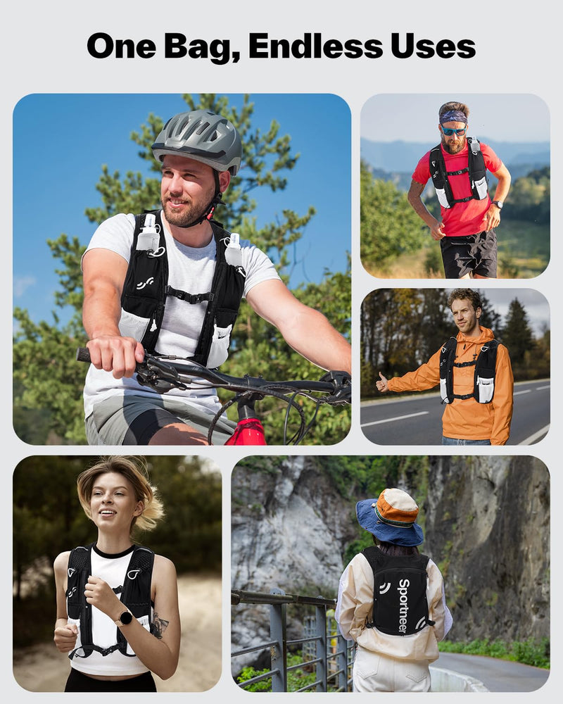Sportneer Hydration Backpack: Running Vest with Reflective Strips -Lightweight Hydration Vest Backpack for Running Hiking Biking Cycling for Women Men Hydration Backpack with Water Bladder