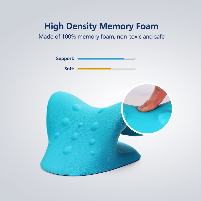 Cozyhealth Neck Stretcher for Neck Pain Relief, Neck and Shoulder Relaxer Cervical Traction Device Pillow for TMJ Pain Relief and Muscle Relax, Cervical Spine Alignment Chiropractic Pillow (Blue) - BeesActive Australia