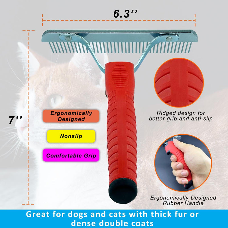 Kopal Metal Grooming Comb for Pets, Stainless Steel Dog and Cat Comb, Rubber Handles for Comfortable Grip - 1 Pack - BeesActive Australia