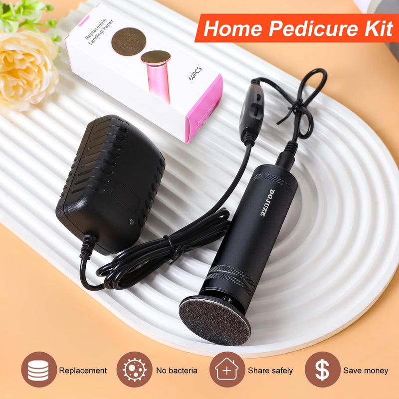 PowerPro Electric Foot Callus Remover,36W Professional 1200rpm Heavy Duty Metal Grinder for Dead Skin Automatic Foot Sander with 60pcs Sandpaper Pads for Home Use Pedicure Kit(Black) Black - BeesActive Australia