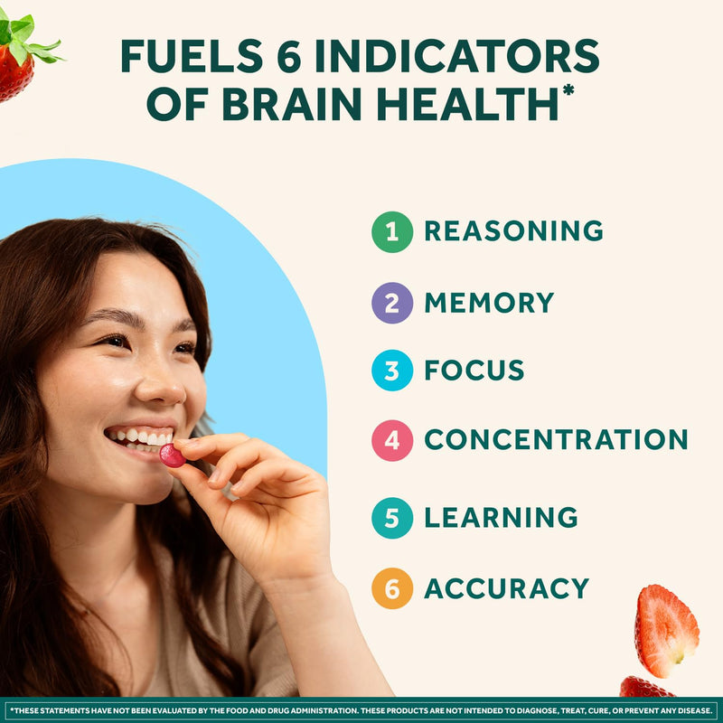 NEURIVA Plus Decaff Nootropic Brain Supplement for Memory, Focus & Concentration & Cognitive Function, Clinically Tested NeuroFactor, Phosphat, Vitamins B6 B12, 50ct Strawberry Gummies (Pack of 2) 50 Count (Pack of 2) Brain gummies