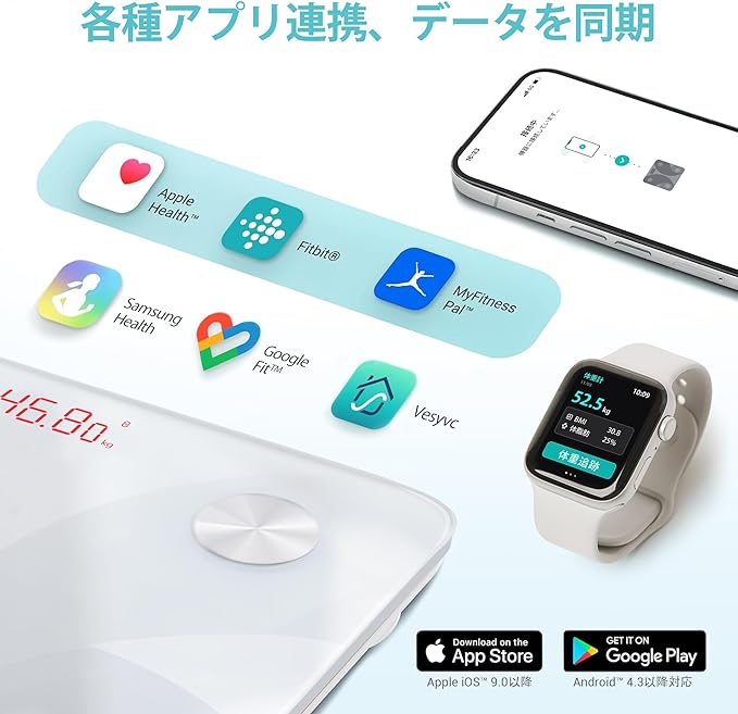 Etekcity Weight Scale, Smartphone Linked Body Composition Meter, 13 Item Measurement, Bluetooth Compatible, Automatic Data Graphing, Japanese Language Compatible, APP FIT8S (White) -  Australia