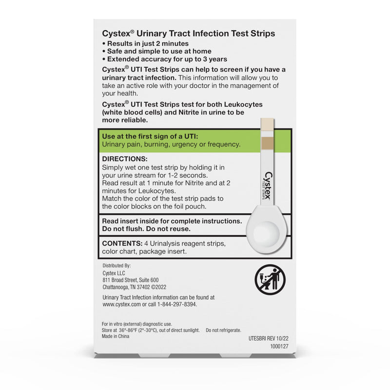 Cystex Urinary Tract (UTI) Test Strips for Women & Men, FSA HSA Eligible & Approved, at Home Test with Easy to Read Results, Monitor Bladder or Urinary Tract Issues, 4 Count Test Strips 4ct - BeesActive Australia