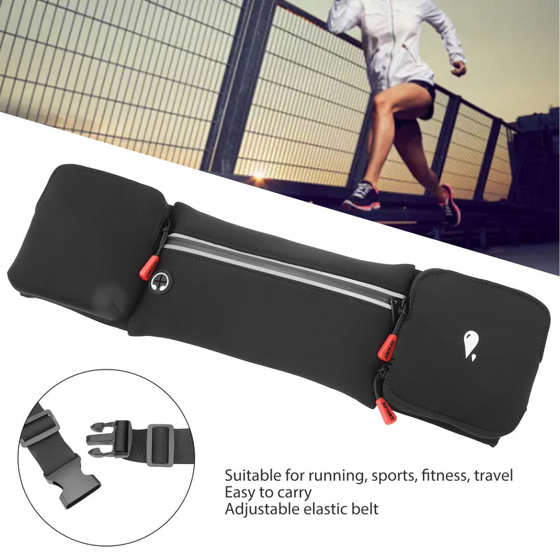 Running Belt with Water Bottle, Adjustable Elasticated Waistband Running Belt for Women, Breathable Running Hydration Belt, for Jogging Hiking Cycling (Black) Black