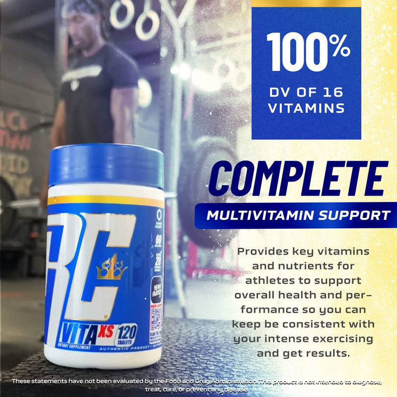 Ronnie Coleman Signature Series Vita XS Multivitamin for Men and Women, Daily Nutritional Support with B Vitamins and Minerals for Workout Recovery and Overall Health, 120 Tablets, 60 Servings