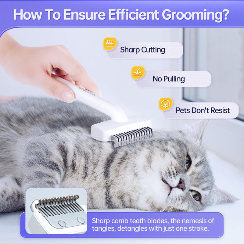 Cat Grooming Rake with One-Click Button, Pet Brush, Suitable for Long Haired Cats, Small and Medium Dogs, Brush for Grooming Shedding, Remove Loose and Matted Fur, Pet Grooming Undercoat Rake - BeesActive Australia