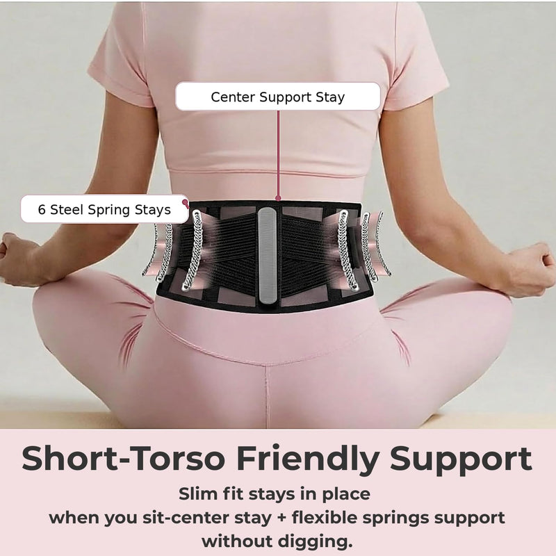 Ultra Breathable & Thin Back Brace for Lower Back Pain – Lightweight, Adjustable Back Brace Belt for Women and Men | Comfortable Lumbar Compression Brace for Sciatica, Scoliosis, Wear Under Clothing XS/S(Waist: 27.5"-34") - BeesActive Australia