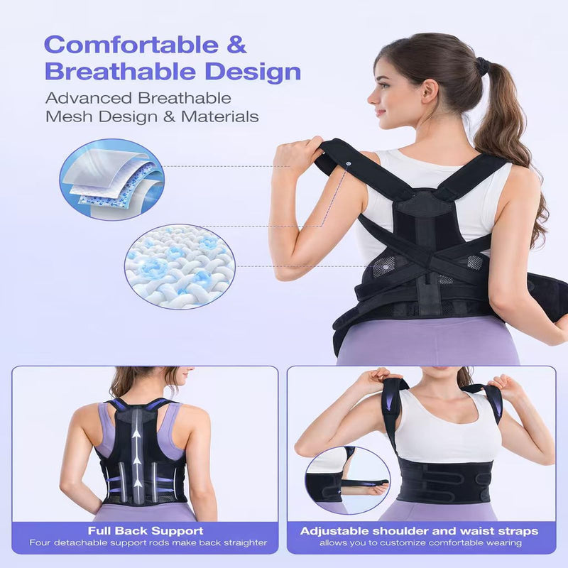 Posture Corrector for Men and Women – Dual-Zone Elastic Design with Adjustable Straps, Helps Improve Posture and Relieve Back Discomfort, Comfortable for Office Wear (Pink, Large) Pink - BeesActive Australia