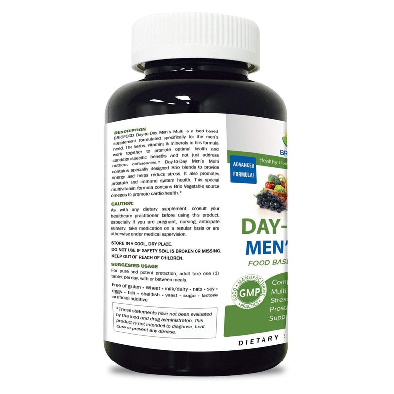 Brieofood BRIOFOOD Day-to-Day Men's Multi 180 Tablets - Food Based Supplement with Vegetable Source Omegas 180 Count (Pack of 1)