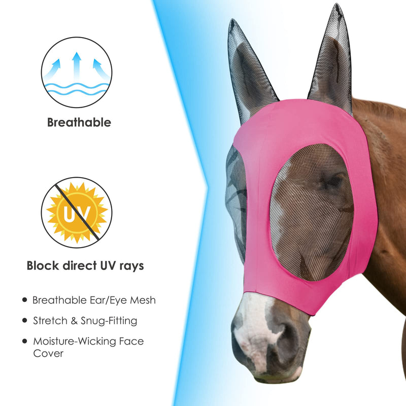 Horse Mask Made in USA, Horse Mask with Ears, Extra Comfort Grip Soft Mesh Horse Mask with Ears ROSE L - BeesActive Australia