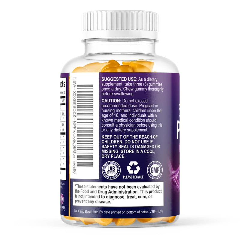 Probiotic Gummies - 6 Premium Probiotic Strains - Daily Gut Health Pro Biotic Gummy Supplement for Women, Men & Teens, Natural Digestive Health Support, “Good” Gut & Immune Support - 60 Gummies 60 Count (Pack of 1)