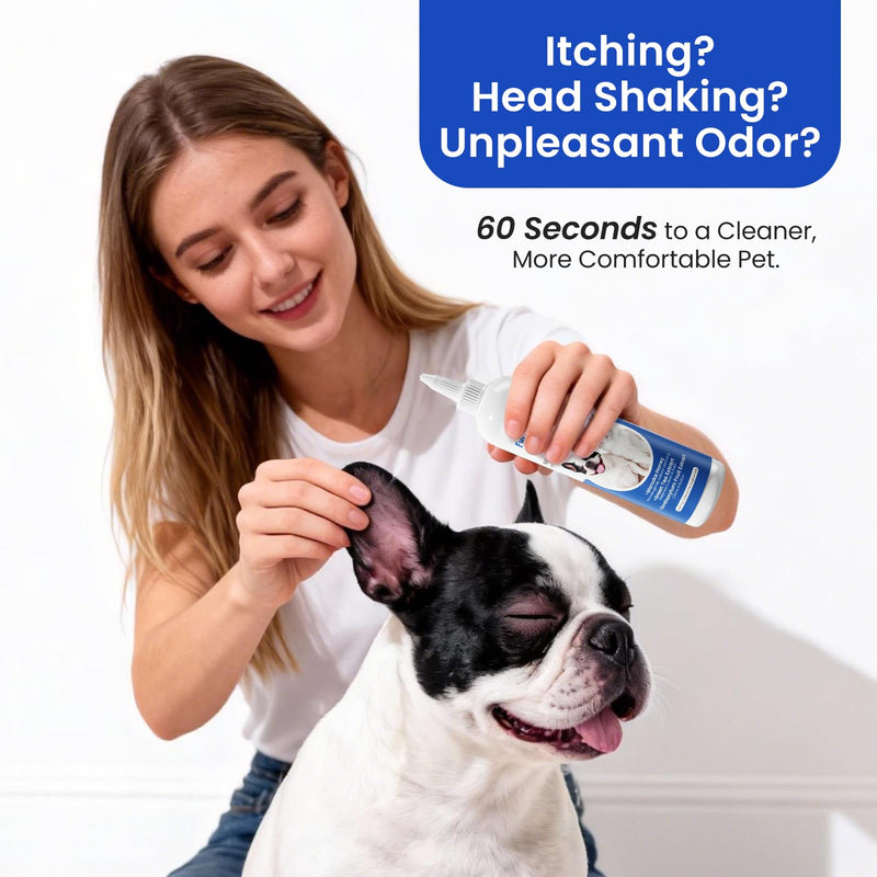 Itch Relief Ear Cleaner for Dogs & Cats Natural Gentle Formula with Manuka Honey & Green Tea - Triple Botanical Wash for Infection & Yeast Prevention, PH Balanced No-Sting 8.45 oz